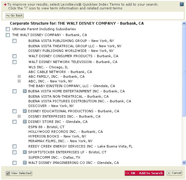 Index Term Lookup Company Use the Company options in the Index Term Lookup form to find index terms and add them to your search.