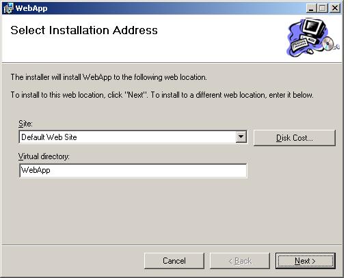 Installation and Configuration Select Installation Address Screen This screen is used to specify the web location for the