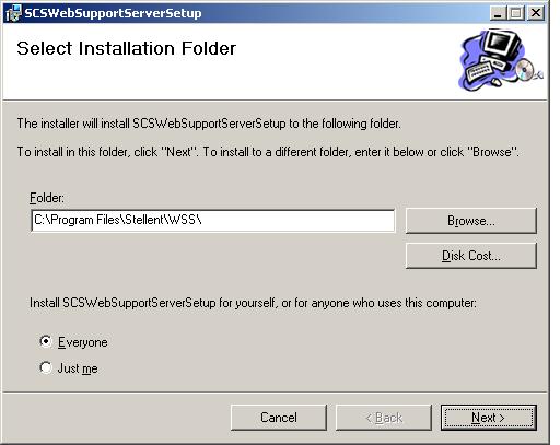 Installation and Configuration Select Installation Folder Screen This screen is used to specify the location of software