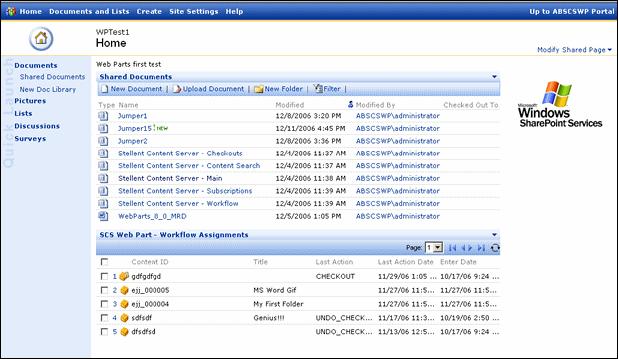 Installation and Configuration SharePoint Site Content Screen The Site Content Screen displays the content that is resident on the site to be used for the Content Server.