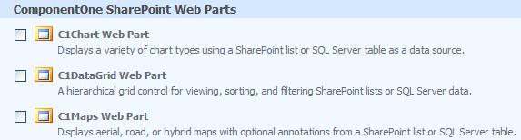 To add ComponentOne Web Parts to a page, complete the following steps: 1. Select the page of the site where you would like to add Web Parts. 2. Click the Site Actions menu and select Edit Page.