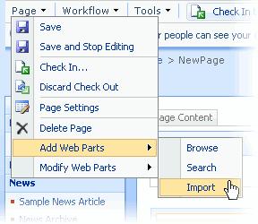 The Add Web Parts menu will open on the right side of the page. 3. In the Add Web Parts menu, select the Browse button to locate a file. 4. In the Open File dialog box, select a.