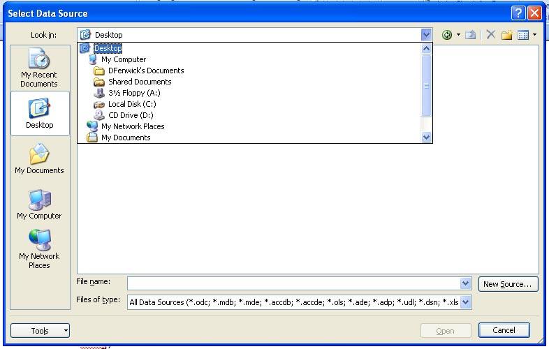 In the Select Data Source window, navigate to where you saved the converted address file, and open the