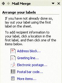 Notice that Mail Merge Task Pane Step 4 of 6 has changed slightly to reflect Arrange your labels.