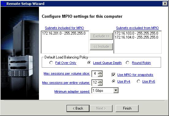 Figure 11 MPIO Settings We created data volumes on the Dell EqualLogic Storage Pool and configured them with the iscsi initiator name based access method.
