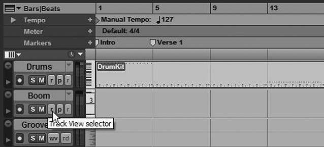 Create a MIDI Region Pro Tools provides a variety of ways to create MIDI data. In this section, you will use the Pencil tool to trigger playback of the Boom virtual instrument.
