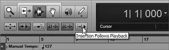 Check other settings: Verify that the INSERTION FOLLOWS PLAYBACK button is off (unlit) in the Edit window toolbar.