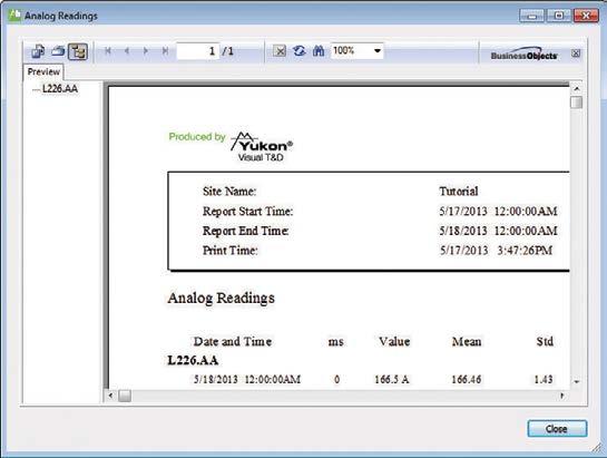 Reports Use the built-in report generator to create historical reports for selected data points.