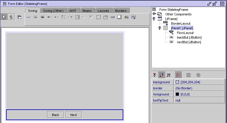 Figure 5 2.3 Add a Label. Click on the Swing JLabel component on the palette and click again within the JFrame.