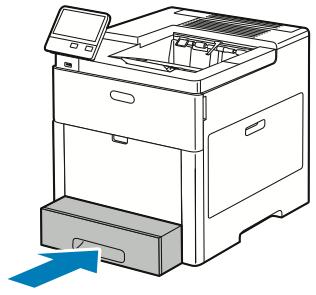 Paper and Media Do not load paper above the maximum fill line. Overfilling can cause paper jams. 4. Slide the tray back into the printer. 5. Push the tray in all the way. 6.