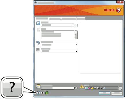 Printing Print Driver Help Xerox print driver software Help information is available from the Printing Preferences window. Click the Help button (?