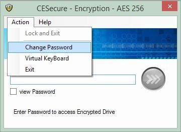 Change Password Insert the CE-Secure drive into a USB port. CE-Secure Software will launch automatically, if it does not, see Launching the Software.