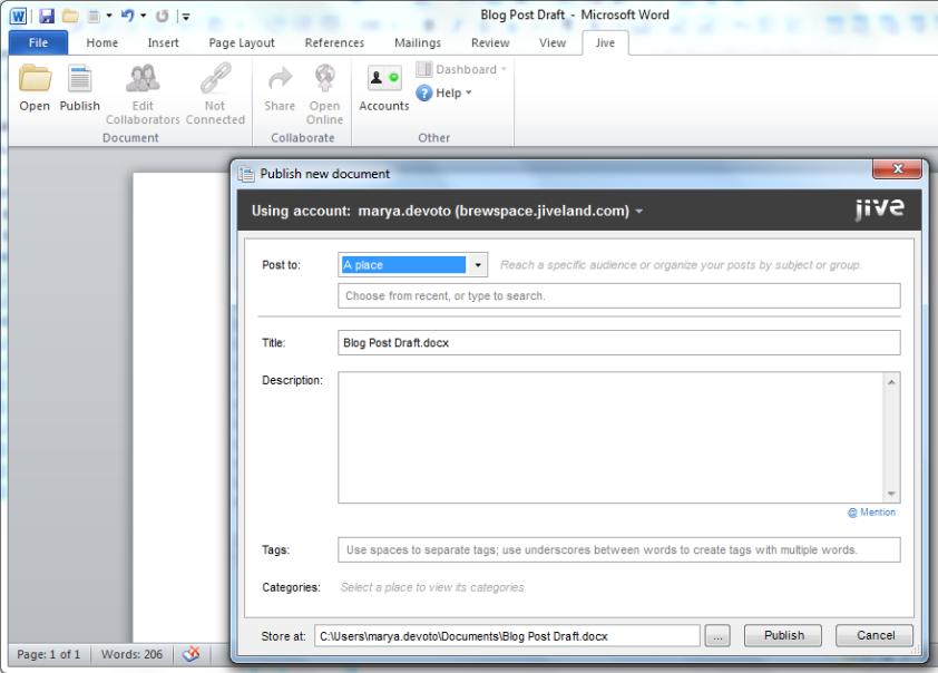 Using Jive for Office 7 4.