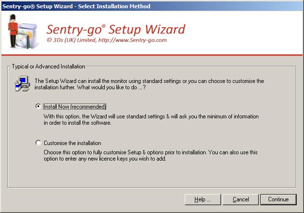 Selecting an installation method The Setup Wizard now offers you a choice of either installing now, or further customising the installation Install Now (Recommended) Select this option to install the