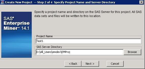 38 Chapter 5 SAS Enterprise Miner Server Installation and Configuration The SAS Folder Location is where the project