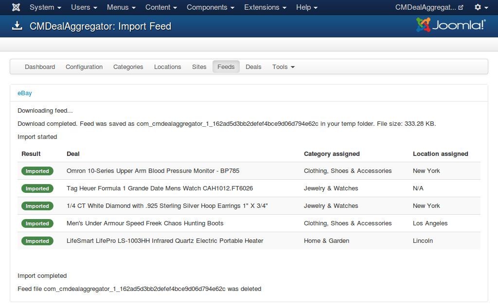 Based on the sample content of the feed s elements, you assign elements to fields of deal.