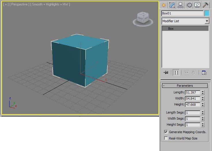 a box and four cylinders Select box and then click in the Perspective viewport and first drag the base of the box then release the mouse