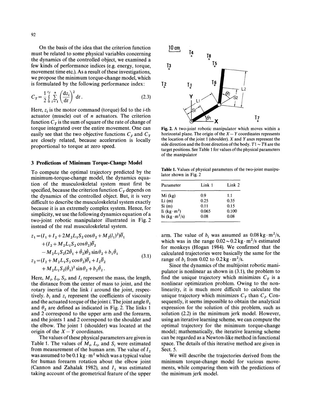 92 On the bsis of the ide tht the criterion function must be relted to some physicl vribles concerning the dynmics of the controlled object, we exmined few kinds of performnce indices (e.g. energy, torque, movement time etc.
