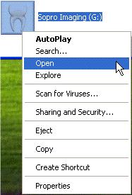 driver without installing any software. To open AMCAP, you ll need to browse the Sopro Imaging CD. First, open My Computer.