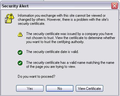 2. A windows Security Alert pop-up screen will display.