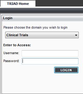 Login to Clinical Trials Domain Domain (selectable drop-down menu) Use the Username