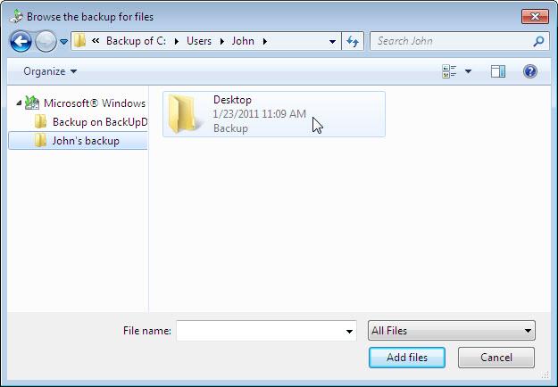 Backup File One and Backup File Two.