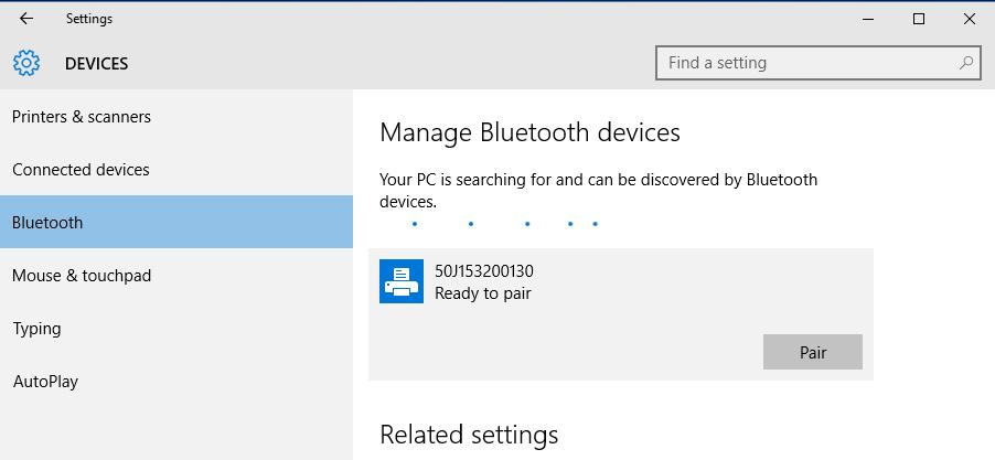 Setup for Windows OS Bluetooth Option Configuration