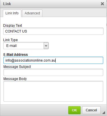 When a user clicks on the link they will be able to send an email directly to the email address inserted into the link properties.