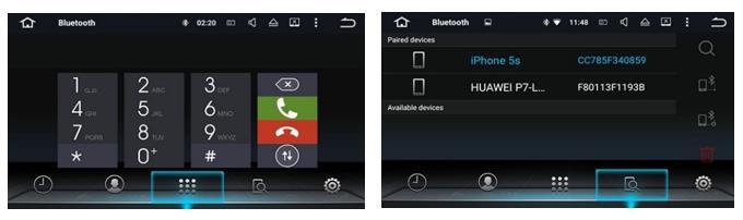 Bluetooth Anruf To start the Bluetooth mode, tap Bluetooth on the main screen. Before using all Bluetooth features for the first time, your phone must be paired with the car radio.