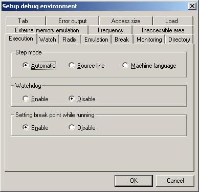 12. Debug Environment Setup Procedure 12.1 Execution Step mode Automatic Automatically sets the step unit according to the window display state.