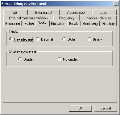 Debug Environment Setup Procedure element One can specify number (a default is D 256) of array element.