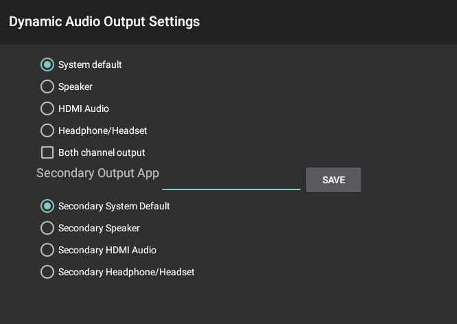 The options available are shown below: The three audio routing features available in the Dynamic Audio Output Settings are: 1) Primary Audio Output a.