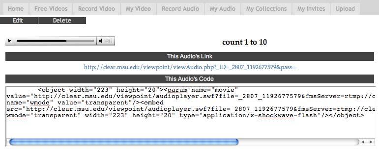 Every audio clip has a URL (link) that you can provide to let public access your audio.