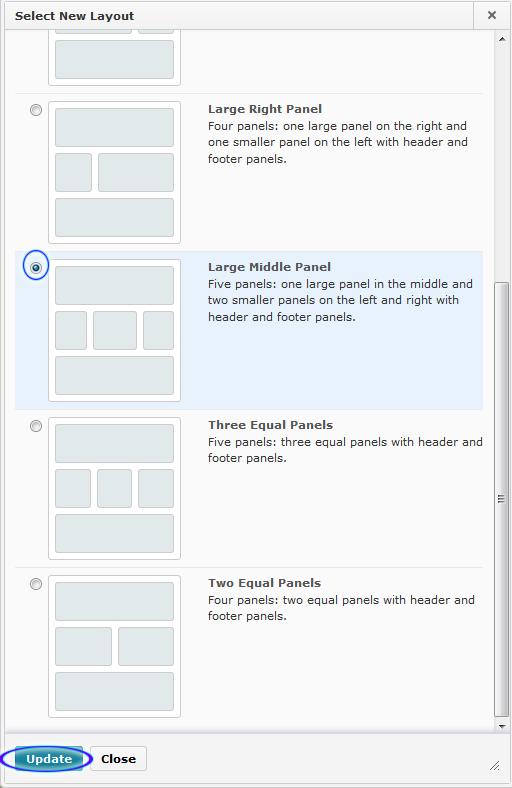 Now scroll down and you will see your chosen layout as a selection of boxes with dashed borders, with the