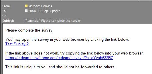 In this example, we set the original email to send immediately after Test Survey 1 was submitted.