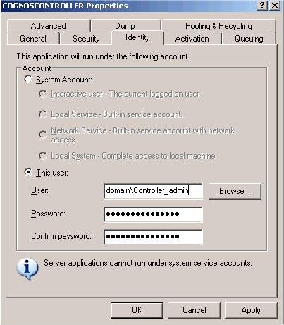 Server: Start settings Cntrl Panel Administrative Tls Cmpnent Services Expand the tp rw until yu see CgnsCntrller (see