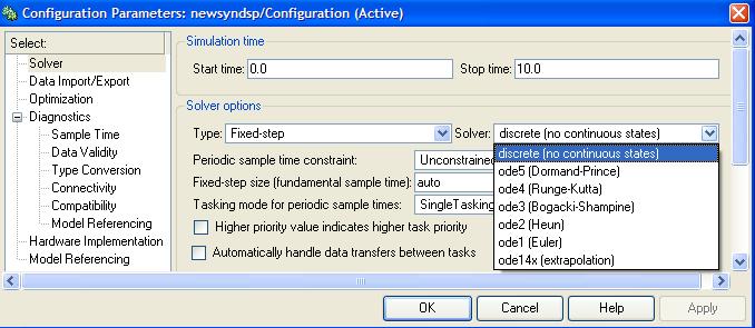 Configuration menu: Simulation Configuration Parameters The parameters are