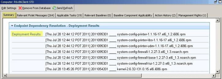 When you review the properties of an endpoint, you can view the current deployment information on that system. To view this data, navigate in the All Content domain and select the Computers node.