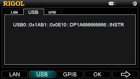 RIGOL Chapter 2 Front Panel Reference Figure 2-20 USB ID information 3. GPIB Press I/O GPIB and enter the interface shown below. The GPIB address ranges from 1 to 30.