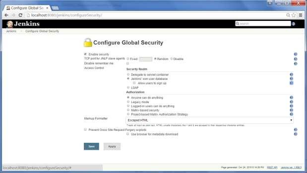 Step 2 : Click on Enable Security option.