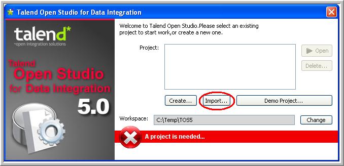 Information repository integration with Talend Open Studio Figure 20 Talend Open Studio page, example 1 2.