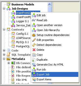 Information repository integration with Talend Open Studio 1. Open the context. For example, PostgreSQL 0.1. 2. Select the values of the context as a table or a tree. 3.