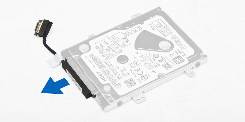 4. Remove the screws that secure the hard drive bracket to the hard drive [1] and lift the hard drive from the hard