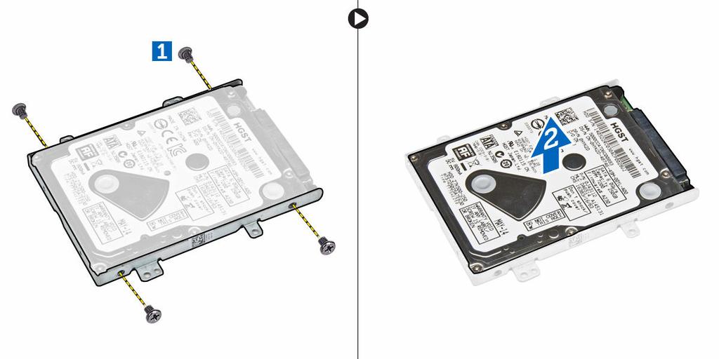 Align the screw holders on the hard drive with the screws on the hard drive bracket. 2.