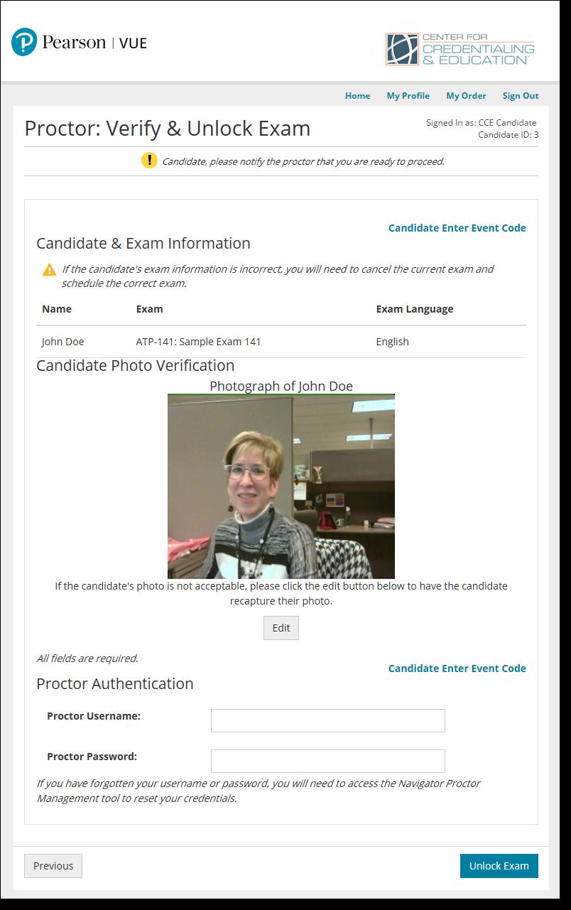 6. Proctor determines if the candidate photo is