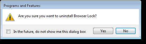 Candidate locates and selects the Browser Lock application and clicks Uninstall. 3.