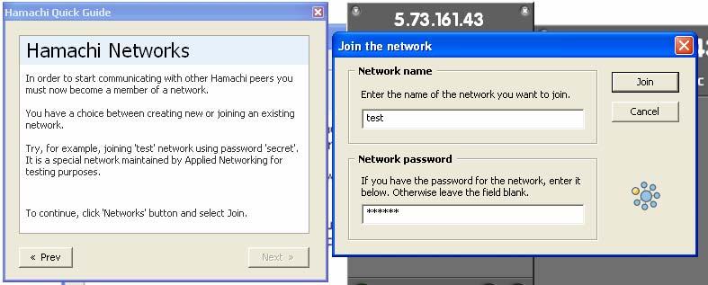 In the Join the network dialog box, input the details in the fields and select Join.