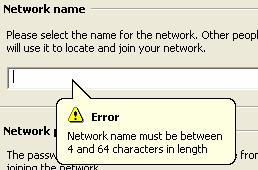 In the Create new network dialog box, you will need to name your network and create a password (between 4