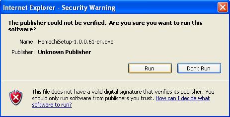 A Security Warning dialog box will appear. Select Run.