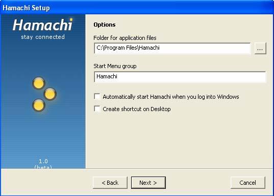 You can also select whether to automatically start Hamachi every time you log into Windows and to have the